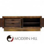 William Doezema for Mastercraft Mid Century Burlwood and Brass Credenza | Mid Century Modern Furniture - Mid Century Furniture Chicago William Doezema for Mastercraft Mid Century Burlwood and Brass Credenza
