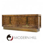 William Doezema for Mastercraft Mid Century Burlwood and Brass Credenza | Mid Century Modern Furniture - Mid Century Furniture Chicago William Doezema for Mastercraft Mid Century Burlwood and Brass Credenza