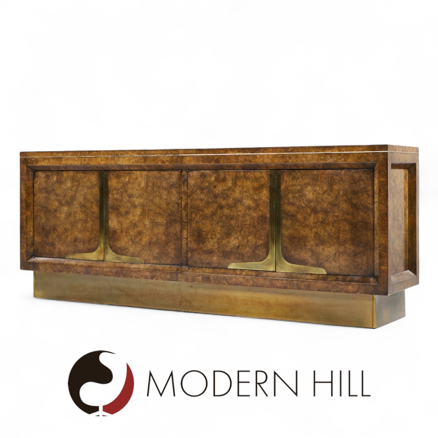 William Doezema for Mastercraft Mid Century Burlwood and Brass Credenza