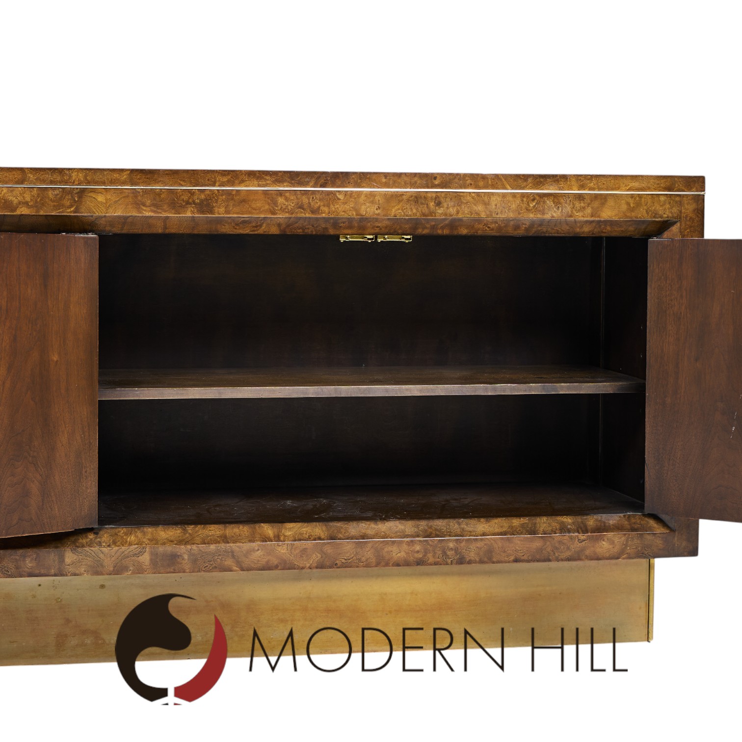 William Doezema for Mastercraft Mid Century Burlwood and Brass Credenza