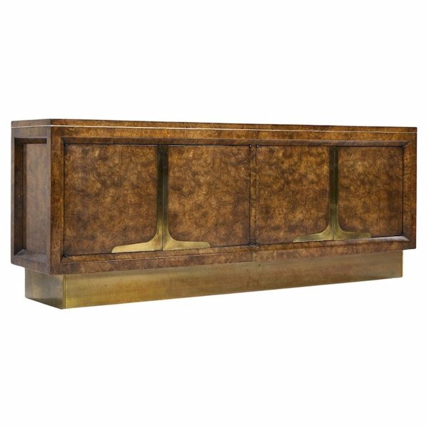 William Doezema for Mastercraft Mid Century Burlwood and Brass Credenza