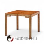 William Doezema for Mastercraft Mid Century Burlwood and Brass Expanding Dining Table with 3 Leaves | Mid Century Modern Furniture - Mid Century Furniture Chicago William Doezema for Mastercraft Mid Century Burlwood and Brass Expanding Dining Table with 3 Leaves