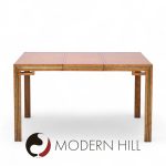 William Doezema for Mastercraft Mid Century Burlwood and Brass Expanding Dining Table with 3 Leaves | Mid Century Modern Furniture - Mid Century Furniture Chicago William Doezema for Mastercraft Mid Century Burlwood and Brass Expanding Dining Table with 3 Leaves