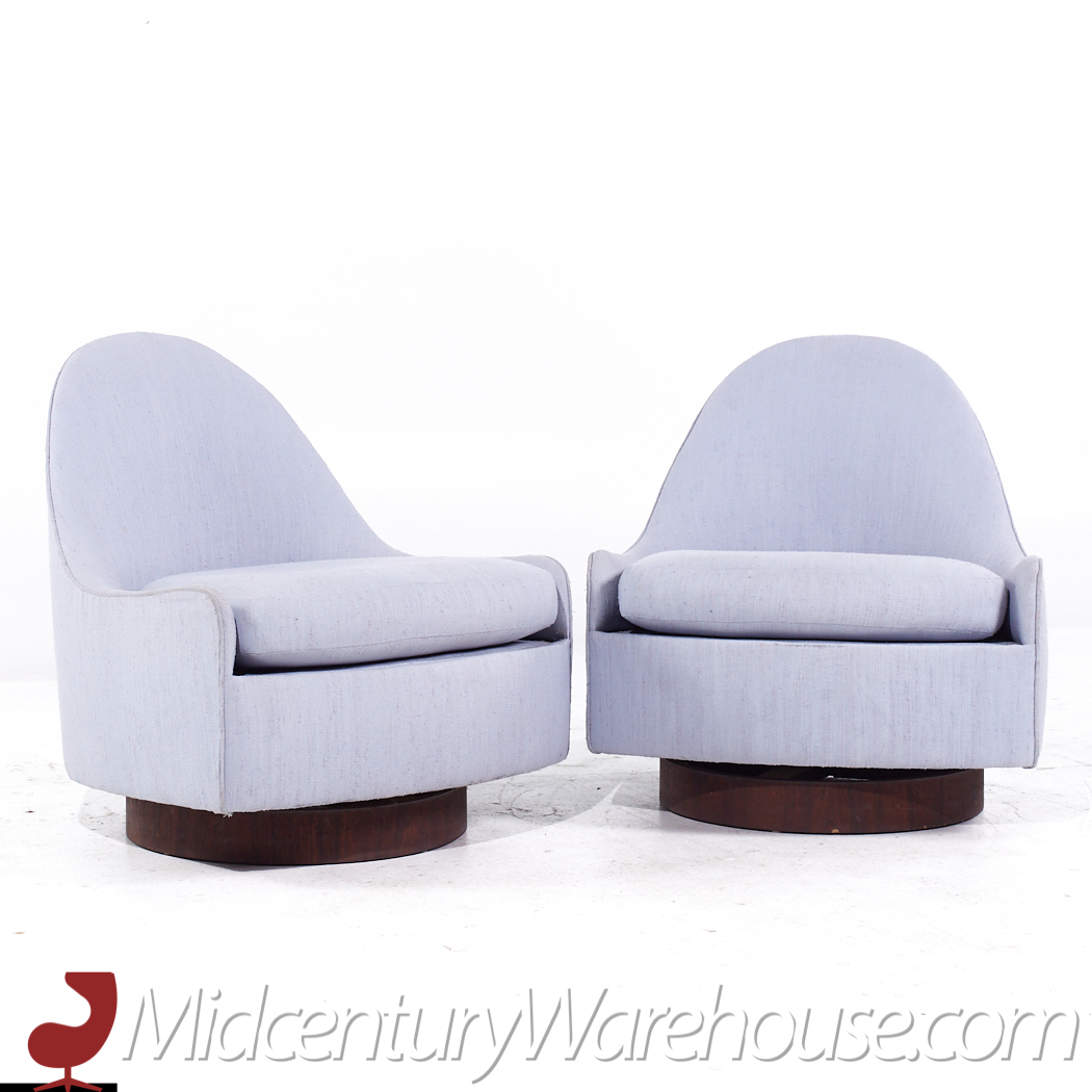 Adrian Pearsall Mid Century Swivel Lounge Chairs - Pair