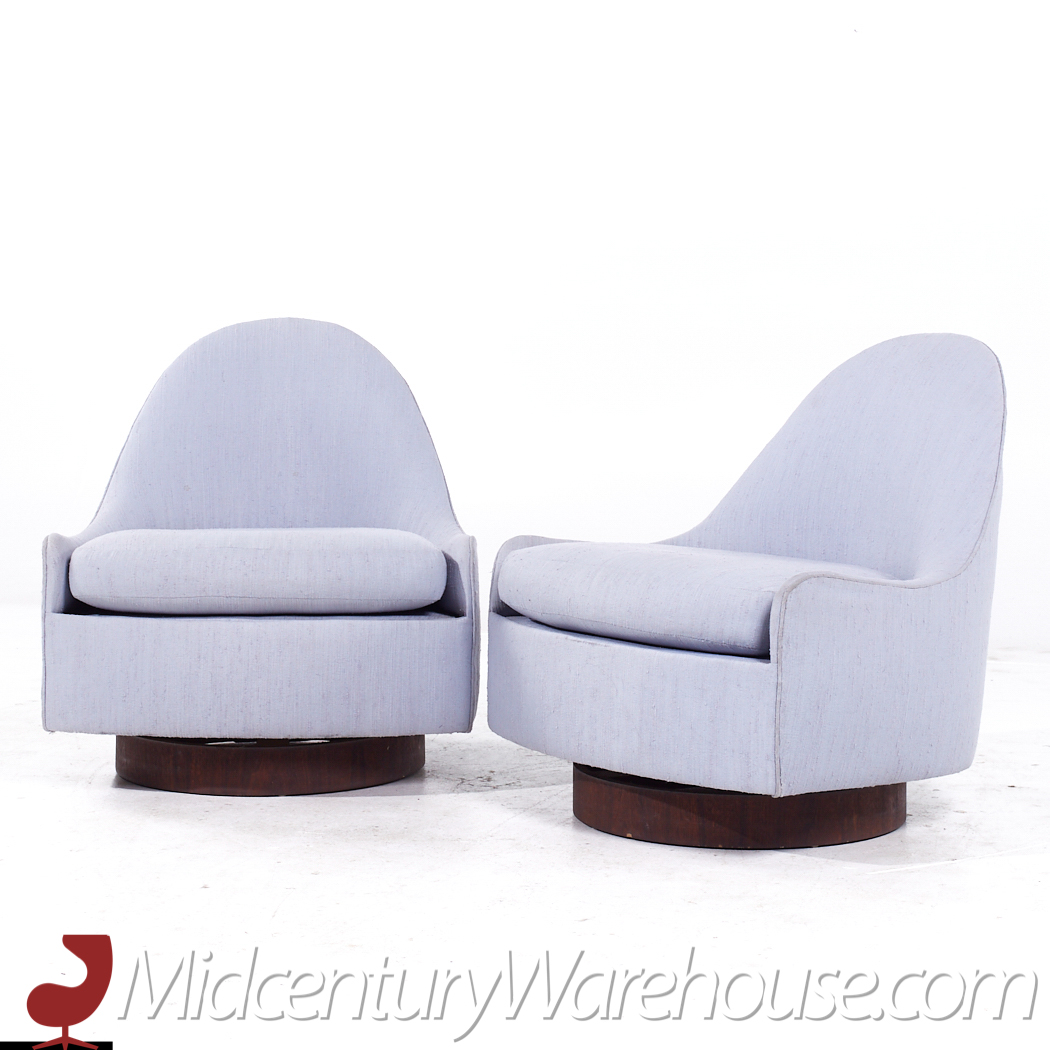 Adrian Pearsall Mid Century Swivel Lounge Chairs - Pair