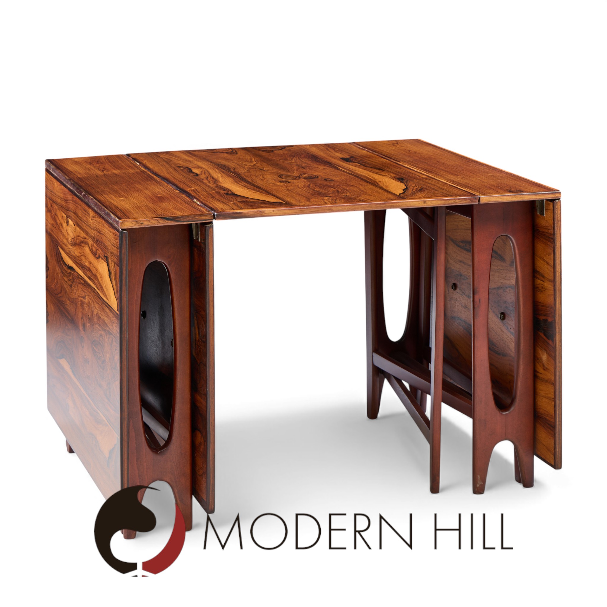 Bendt Winge Mid Century Norwegian Rosewood Drop-leaf Rosewood Dining Table - Pair