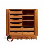 Bernhard Pedersen Mid Century Danish Teak Tambour Armoire Dresser | Mid Century Modern Furniture - Mid Century Furniture Chicago Bernhard Pedersen Mid Century Danish Teak Tambour Armoire Dresser