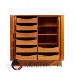 Bernhard Pedersen Mid Century Danish Teak Tambour Armoire Dresser | Mid Century Modern Furniture - Mid Century Furniture Chicago Bernhard Pedersen Mid Century Danish Teak Tambour Armoire Dresser