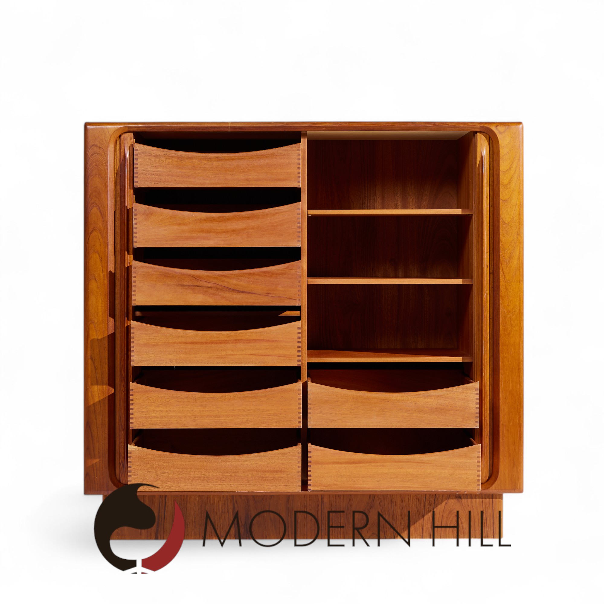 Bernhard Pedersen Mid Century Danish Teak Tambour Armoire Dresser