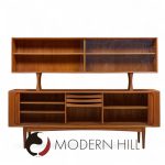 Bernhard Pedersen Mid Century Danish  Teak Tambour Credenza and Hutch | Mid Century Modern Furniture - Mid Century Furniture Chicago Bernhard Pedersen Mid Century Danish  Teak Tambour Credenza and Hutch