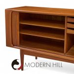 Bernhard Pedersen Mid Century Danish  Teak Tambour Credenza and Hutch | Mid Century Modern Furniture - Mid Century Furniture Chicago Bernhard Pedersen Mid Century Danish  Teak Tambour Credenza and Hutch
