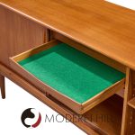 Bernhard Pedersen Mid Century Danish  Teak Tambour Credenza and Hutch | Mid Century Modern Furniture - Mid Century Furniture Chicago Bernhard Pedersen Mid Century Danish  Teak Tambour Credenza and Hutch