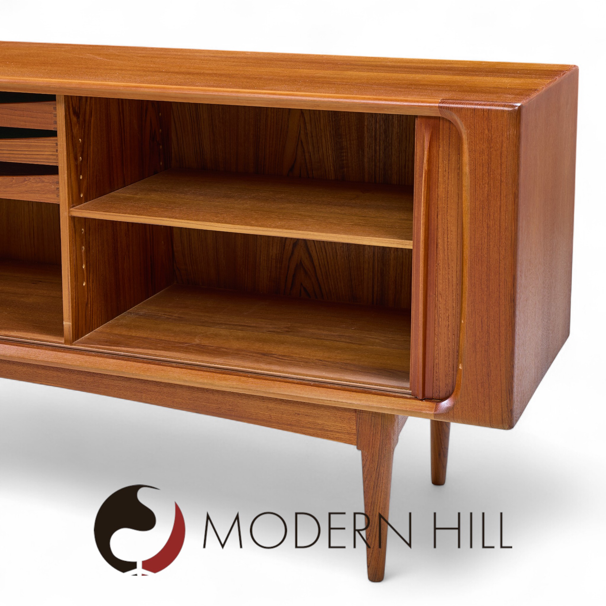 Bernhard Pedersen Mid Century Danish  Teak Tambour Credenza and Hutch