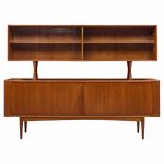 Bernhard Pedersen Mid Century Danish  Teak Tambour Credenza and Hutch | Mid Century Modern Furniture - Mid Century Furniture Chicago Bernhard Pedersen Mid Century Danish  Teak Tambour Credenza and Hutch