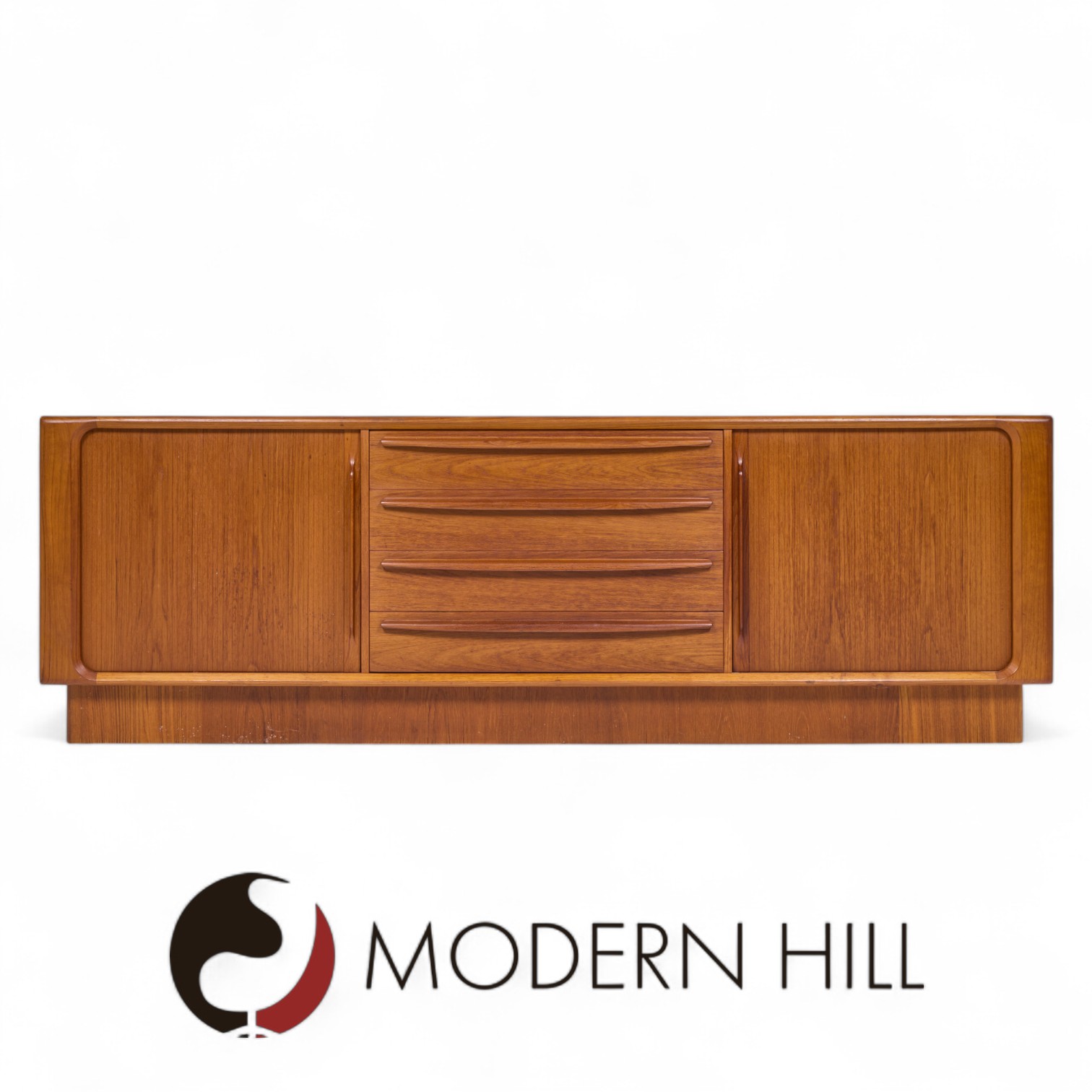 Bernhard Pedersen & Søn Mid Century Danish Modern Teak Tambour Door Sideboard Credenza