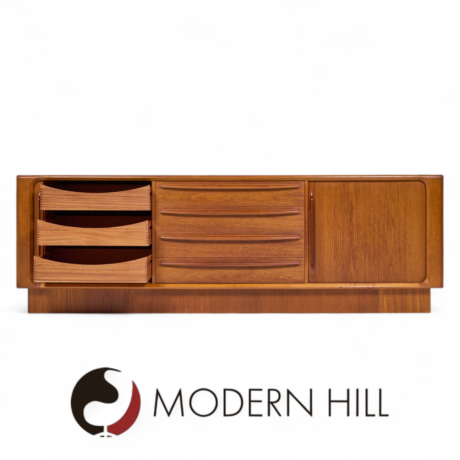 Bernhard Pedersen & Søn Mid Century Danish Modern Teak Tambour Door Sideboard Credenza