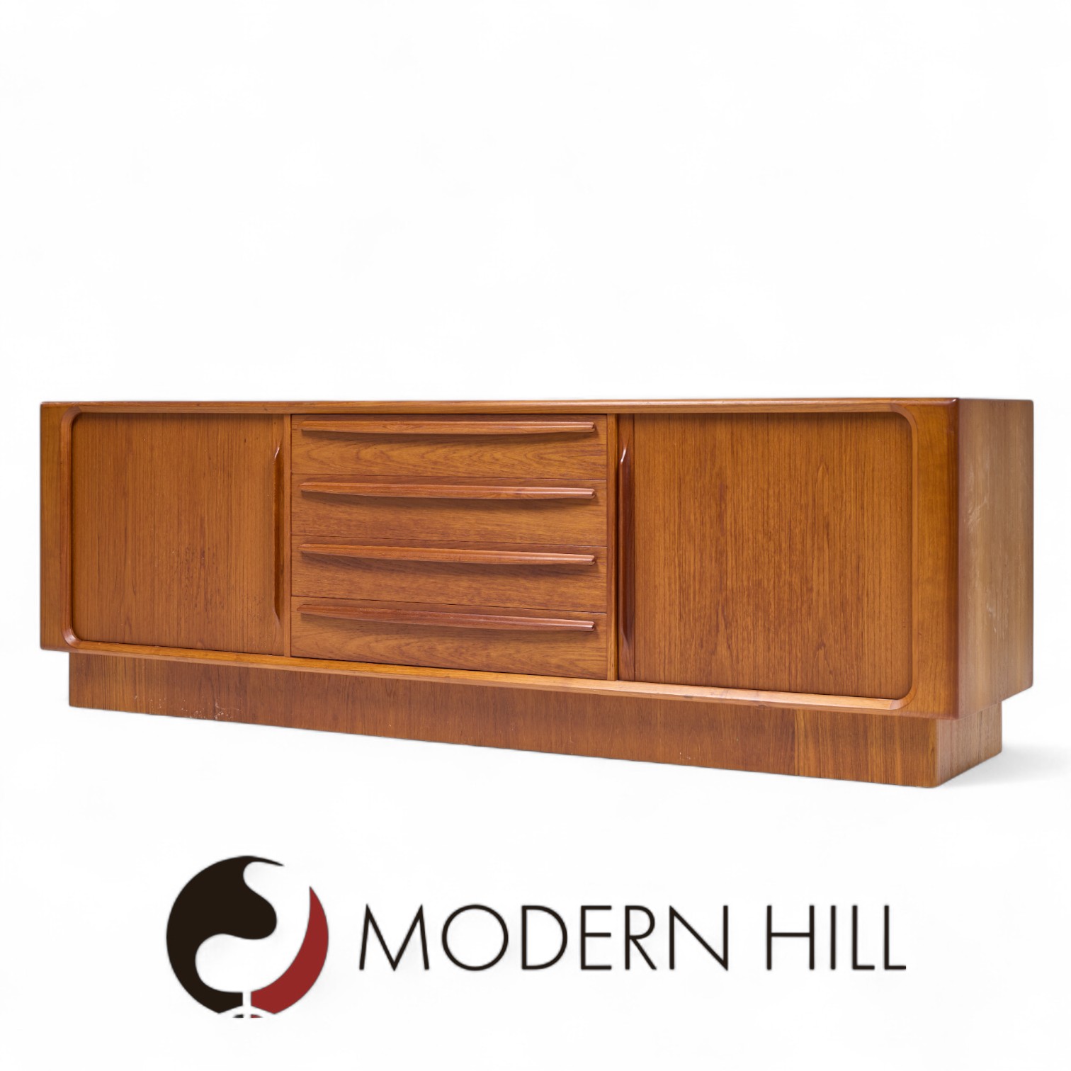 Bernhard Pedersen & Søn Mid Century Danish Modern Teak Tambour Door Sideboard Credenza
