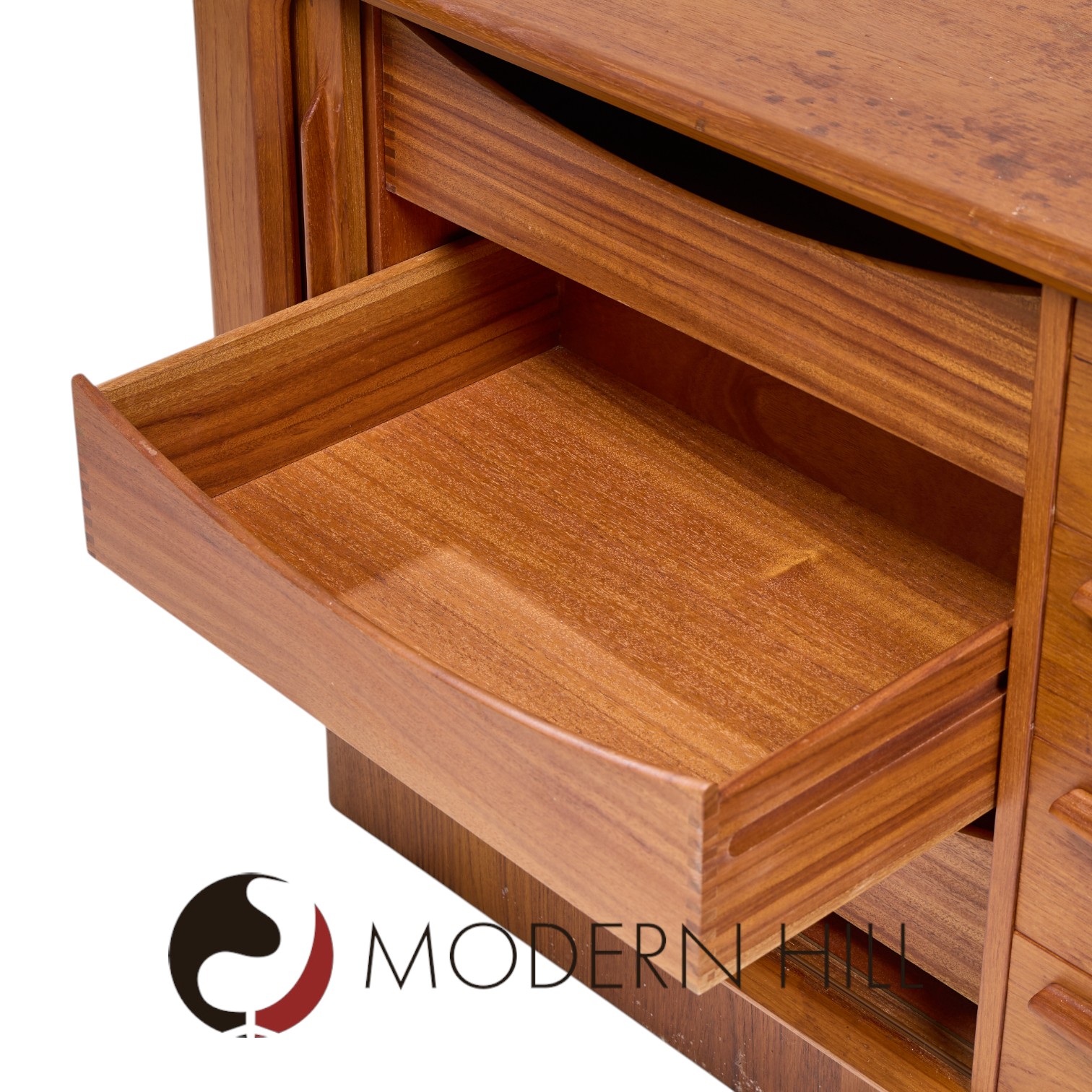 Bernhard Pedersen & Søn Mid Century Danish Modern Teak Tambour Door Sideboard Credenza