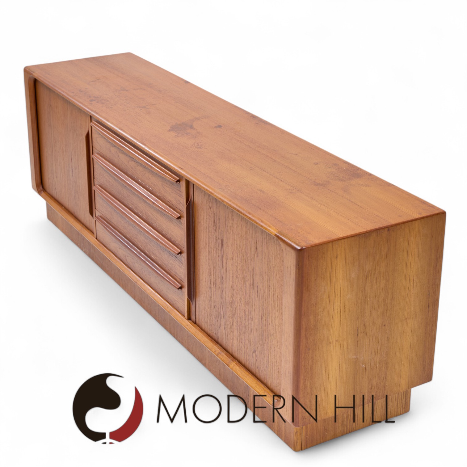 Bernhard Pedersen & Søn Mid Century Danish Modern Teak Tambour Door Sideboard Credenza