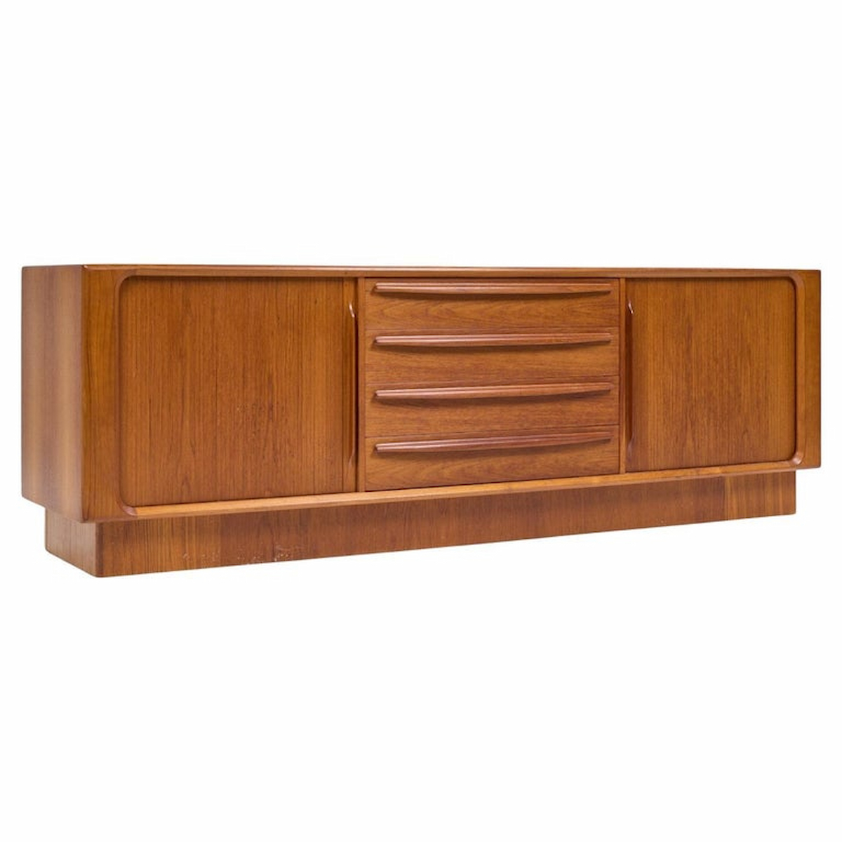 Bernhard Pedersen & Søn Mid Century Danish Modern Teak Tambour Door Sideboard Credenza