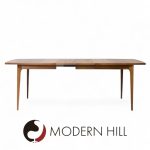 Broyhill Brasilia Mid Century Expanding Walnut Dining Table with 3 Leaves