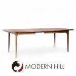 Broyhill Brasilia Mid Century Expanding Walnut Dining Table with 3 Leaves