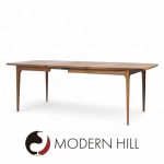 Broyhill Brasilia Mid Century Expanding Walnut Dining Table with 3 Leaves