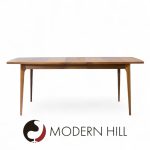 Broyhill Brasilia Mid Century Expanding Walnut Dining Table with 3 Leaves