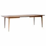 Broyhill Brasilia Mid Century Expanding Walnut Dining Table with 3 Leaves