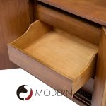 Broyhill Brasilia Mid Century Walnut and Brass 9-drawer Lowboy Dresser