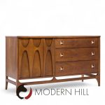 Broyhill Brasilia Mid Century Walnut and Brass Offset Credenza and Hutch | Mid Century Modern Furniture - Mid Century Furniture Chicago Broyhill Brasilia Mid Century Walnut and Brass Offset Credenza and Hutch