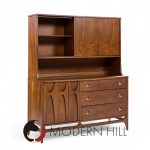 Broyhill Brasilia Mid Century Walnut and Brass Offset Credenza and Hutch | Mid Century Modern Furniture - Mid Century Furniture Chicago Broyhill Brasilia Mid Century Walnut and Brass Offset Credenza and Hutch