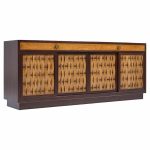 Edward Wormley for Dunbar Mid Century Basketweave Rosewood and Mahogany Credenza