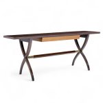 Edward Wormley for Dunbar Mid Century Brass, Walnut and Mahogany Console Table