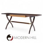 Edward Wormley for Dunbar Mid Century Brass, Walnut and Mahogany Console Table