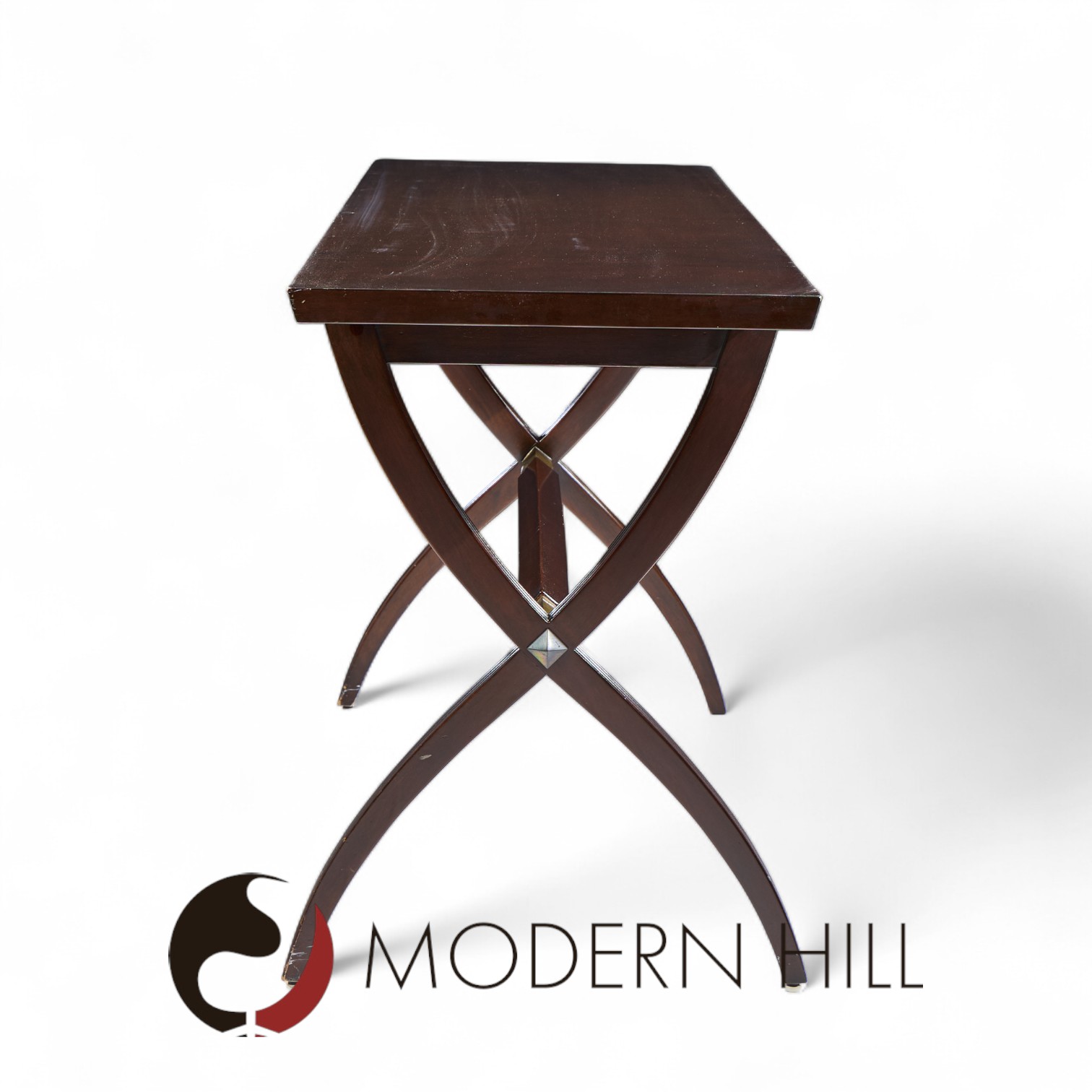 Edward Wormley for Dunbar Mid Century Brass, Walnut and Mahogany Console Table
