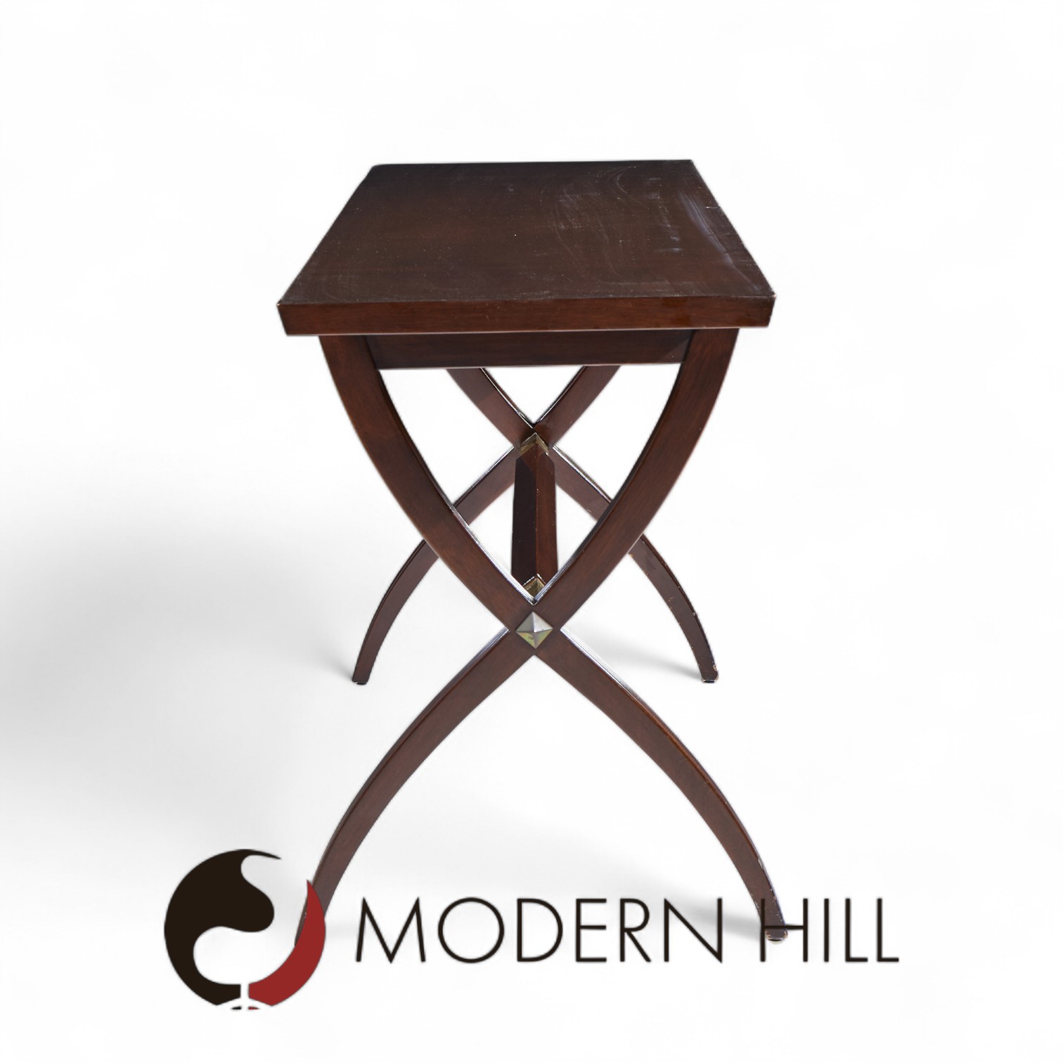 Edward Wormley for Dunbar Mid Century Brass, Walnut and Mahogany Console Table