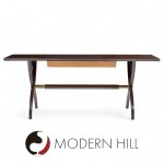 Edward Wormley for Dunbar Mid Century Brass, Walnut and Mahogany Console Table