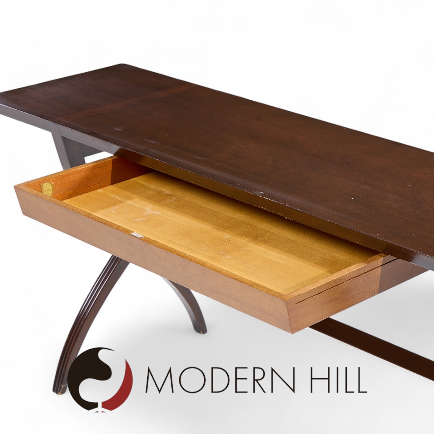 Edward Wormley for Dunbar Mid Century Brass, Walnut and Mahogany Console Table