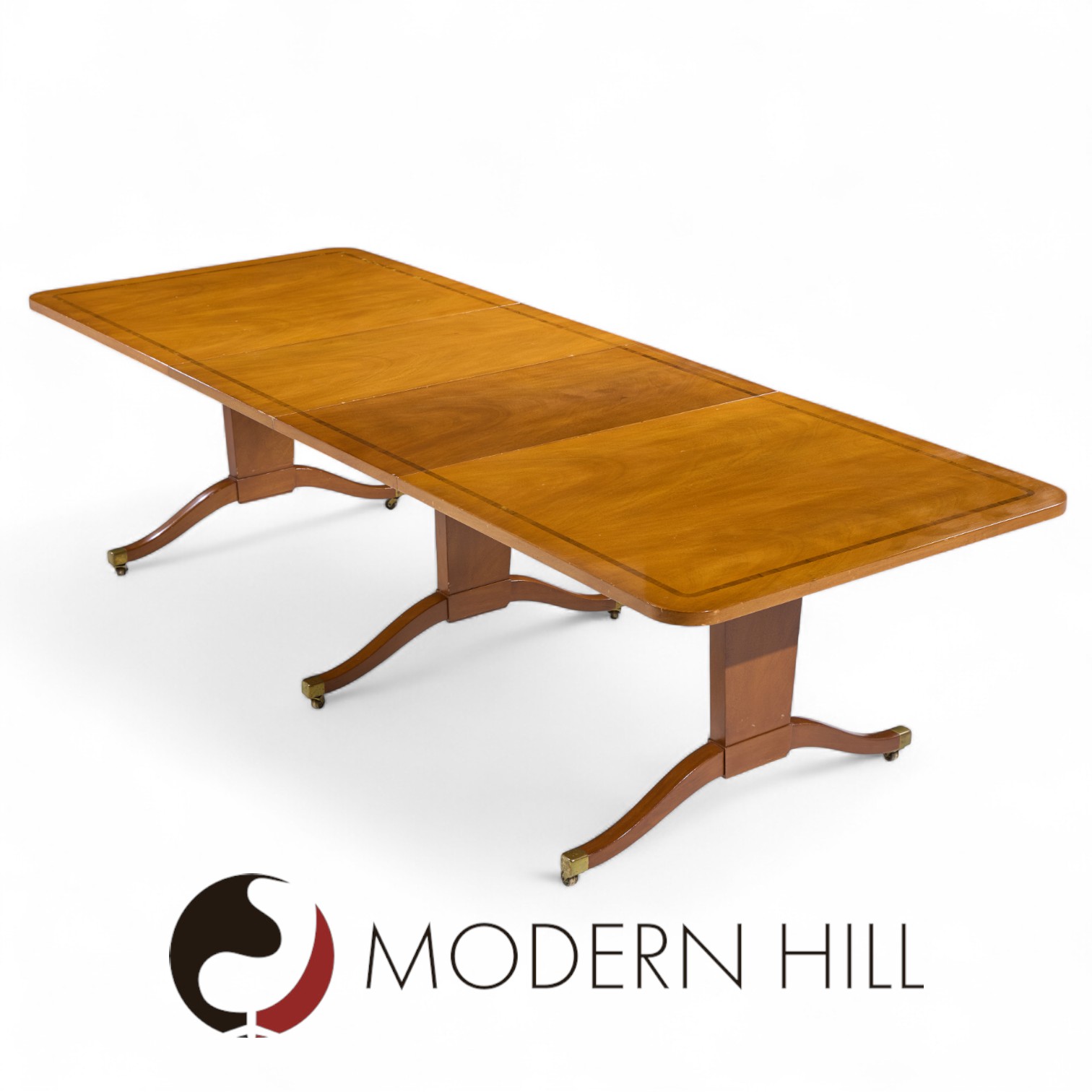 Edward Wormley for Dunbar Mid Century Mahogany Expanding Dining Table with 2 Leaves