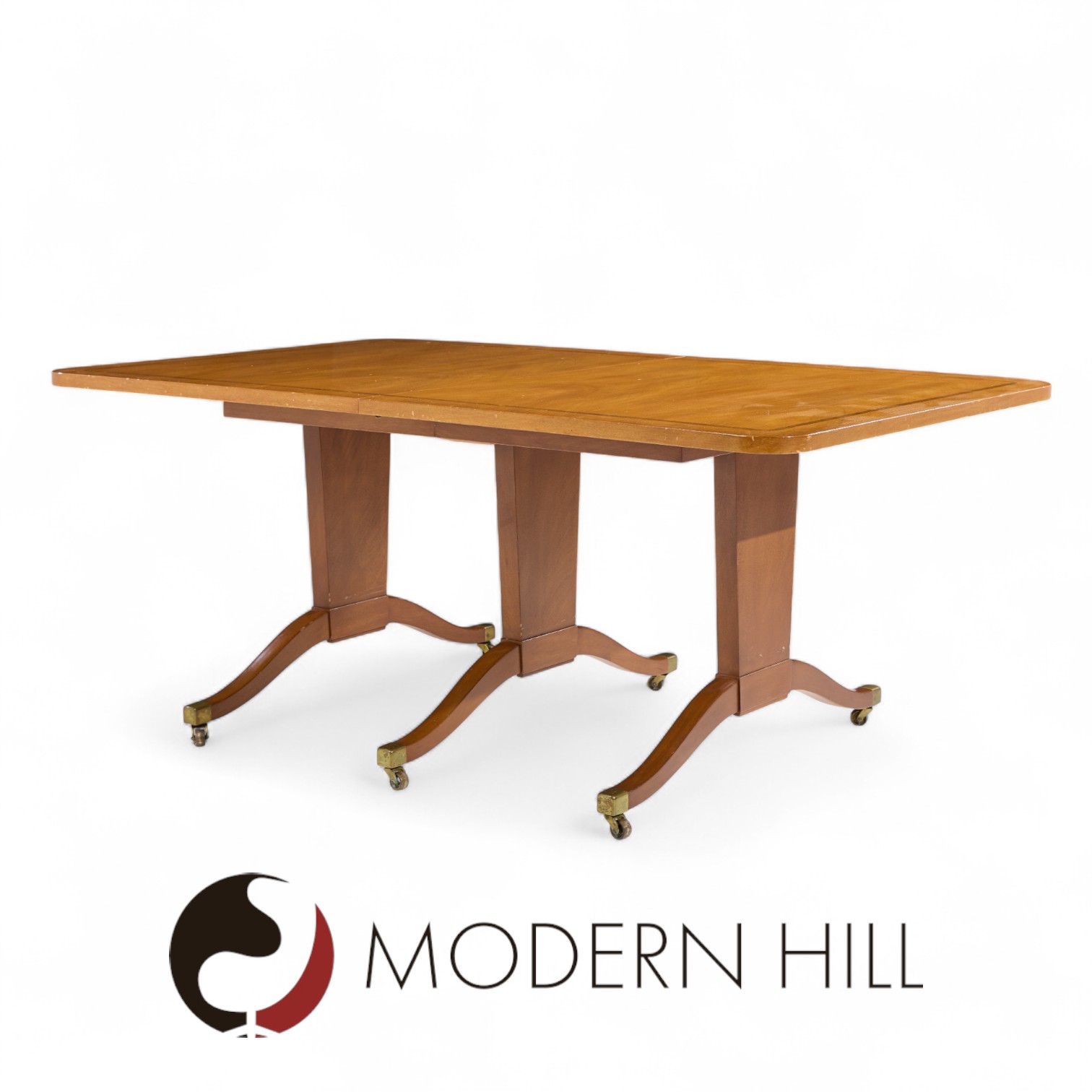 Edward Wormley for Dunbar Mid Century Mahogany Expanding Dining Table with 2 Leaves