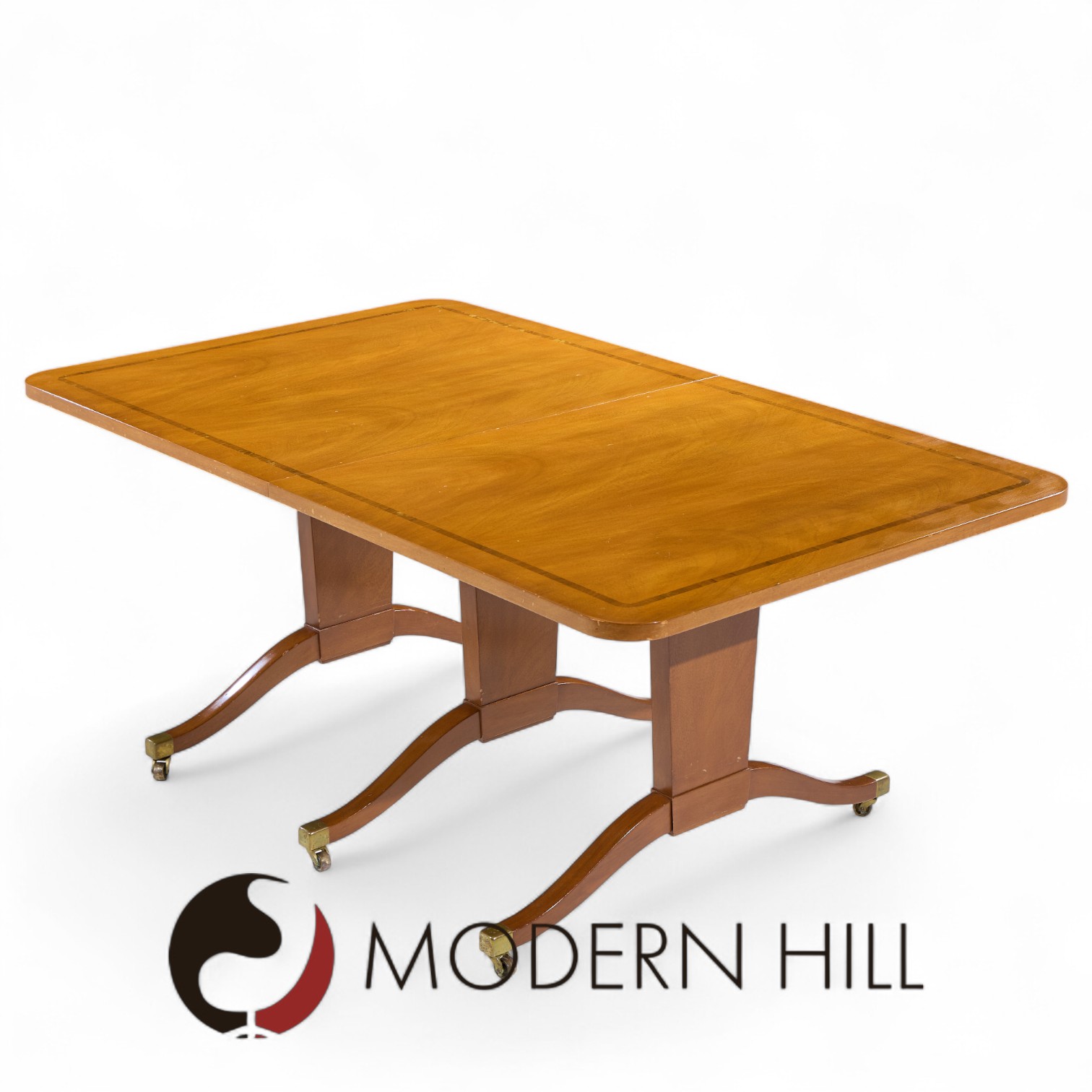Edward Wormley for Dunbar Mid Century Mahogany Expanding Dining Table with 2 Leaves