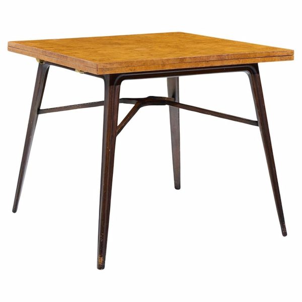 edward wormley for dunbar mid century mahogany and burlwood flip-top table