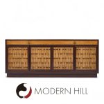 Edward Wormley for Dunbar Mid Century Basketweave Rosewood and Mahogany Credenza