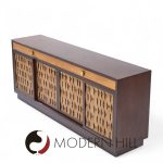 Edward Wormley for Dunbar Mid Century Basketweave Rosewood and Mahogany Credenza