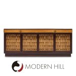 Edward Wormley for Dunbar Mid Century Basketweave Rosewood and Mahogany Credenza