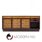 Edward Wormley for Dunbar Mid Century Basketweave Rosewood and Mahogany Credenza