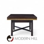 Edward Wormley for Dunbar Mid Century Walnut Stone and Brass Expanding Coffee Table
