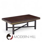 Edward Wormley for Dunbar Mid Century Walnut Stone and Brass Expanding Coffee Table