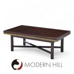 Edward Wormley for Dunbar Mid Century Walnut Stone and Brass Expanding Coffee Table